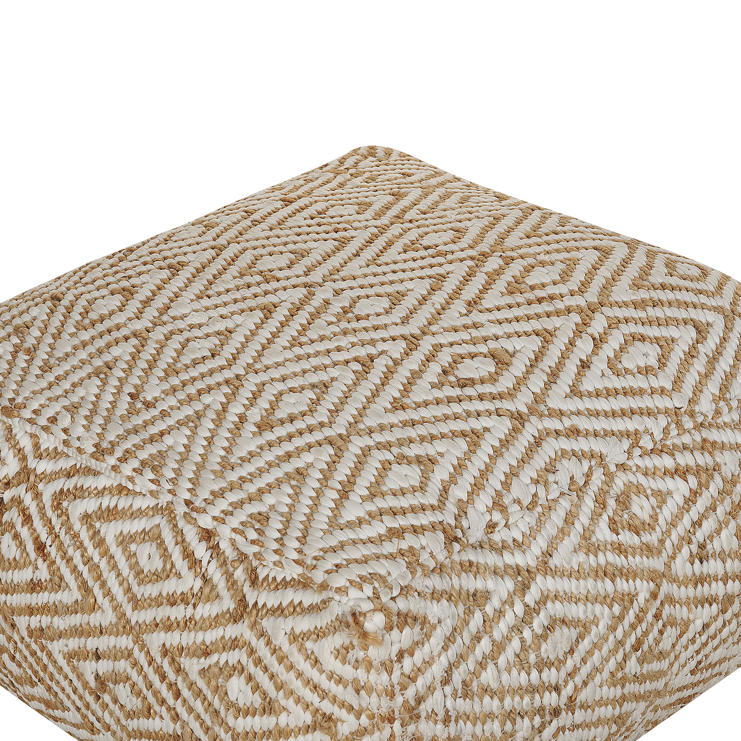 Pouf Jute beige / weiss 60 x 60 x 30 cm MASKI