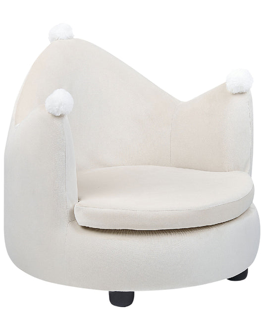 Kindersessel Samtstoff hellbeige Kronenform VEGA