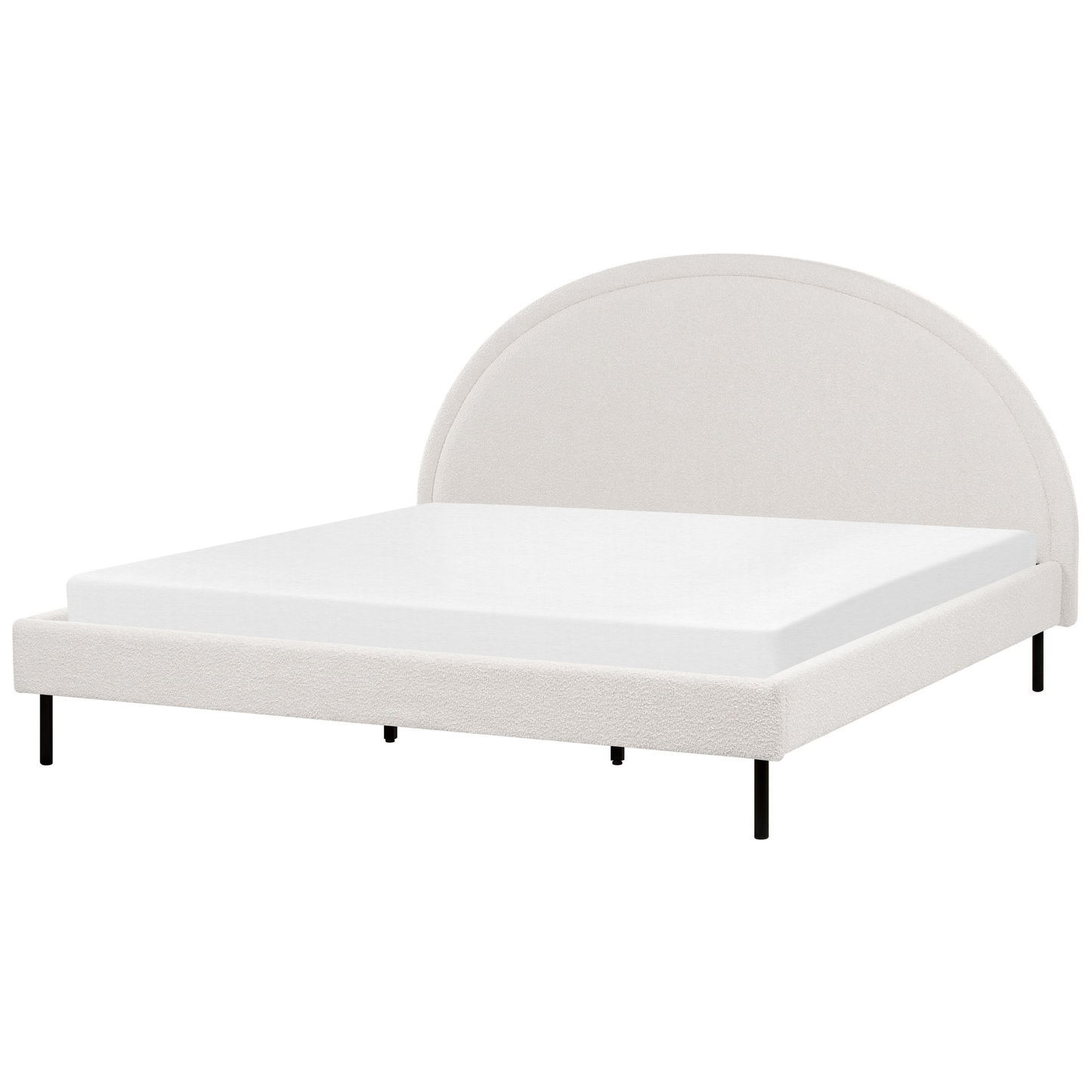 Bett mit Lattenrost Bouclé MARGUT 180 x 200 cm Weiss