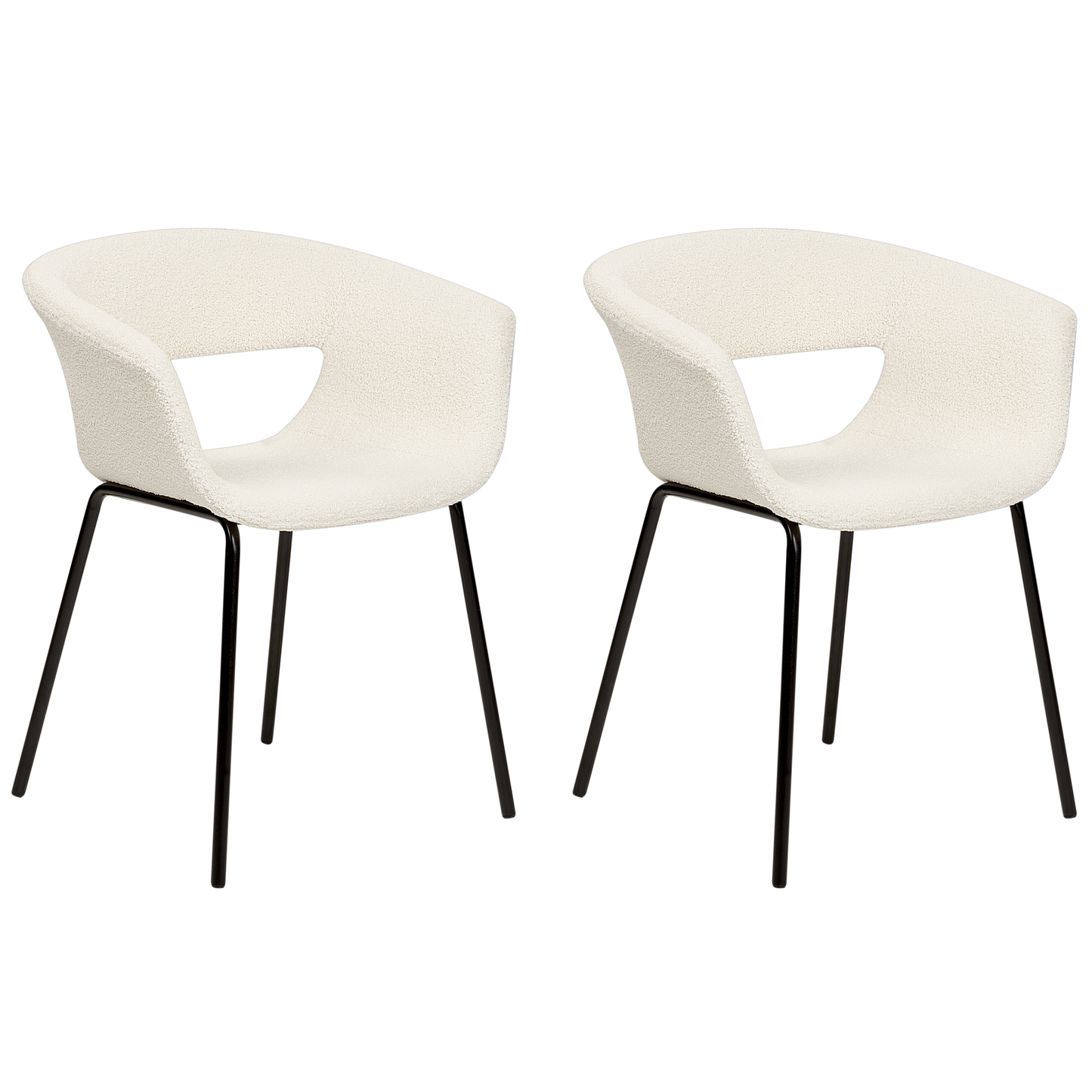 Esszimmerstuhl 2er Set ELMA Bouclé Cremeweiss