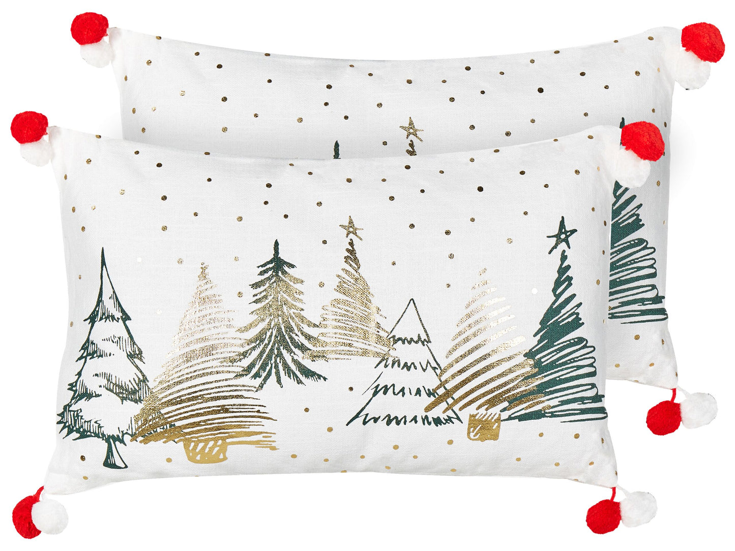 Dekokissen 2er Set ANREDERA Baumwolle 30 x 50 cm Weiss Weihnachtsmotiv