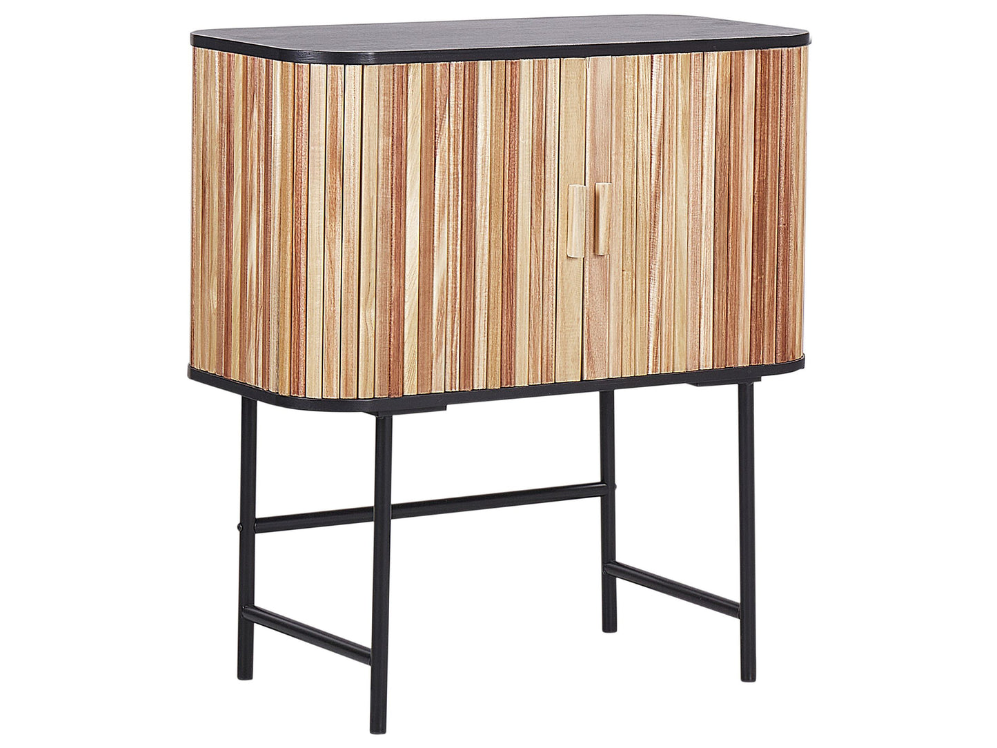 Sideboard Paulowniaholz hellbraun / schwarz 2 Türen CARNEY