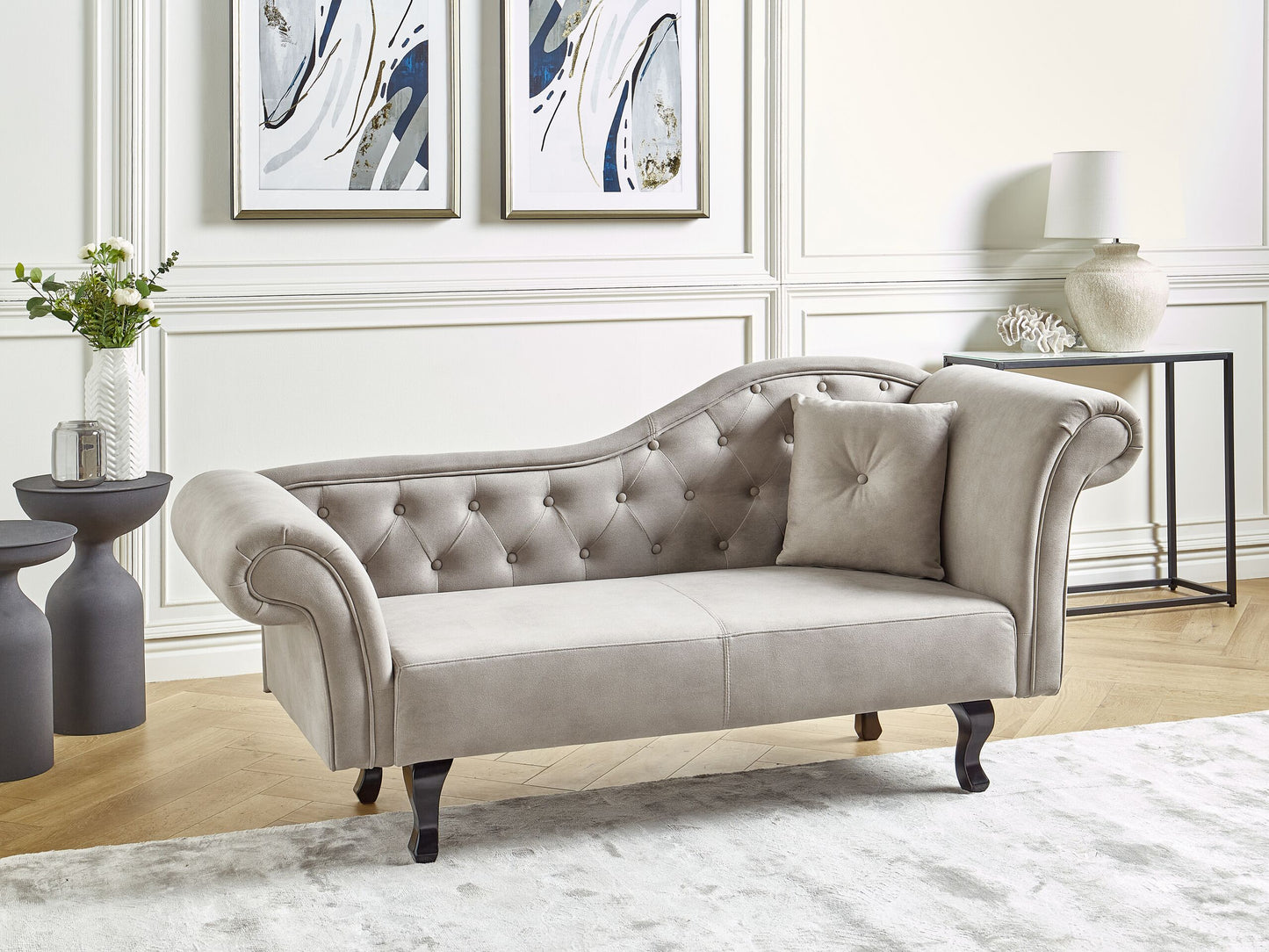Chaiselongue Samtstoff taupe rechtsseitig LATTES II