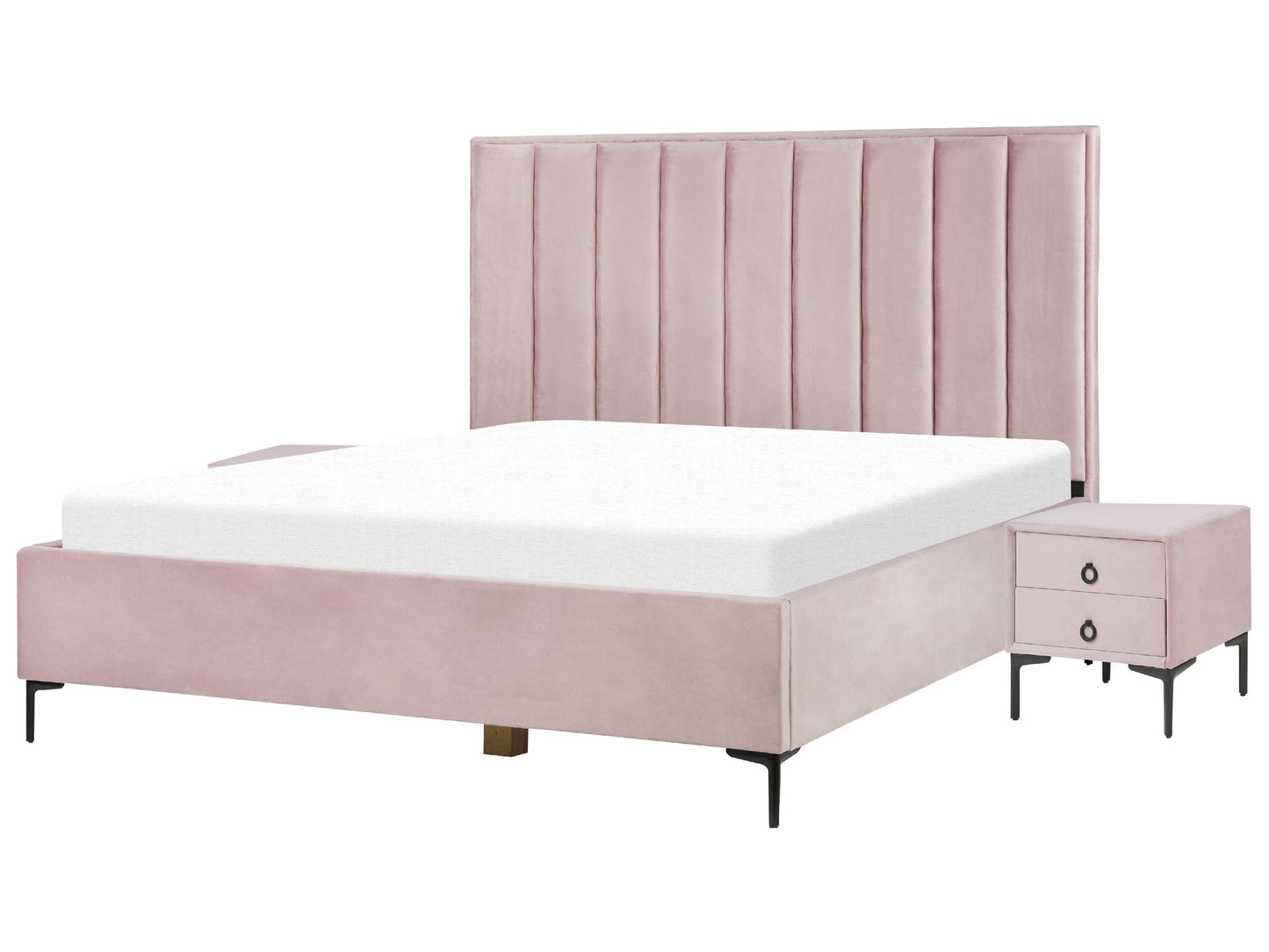Schlafzimmer Set Samtstoff SEZANNE 180 x 200 cm Rosa