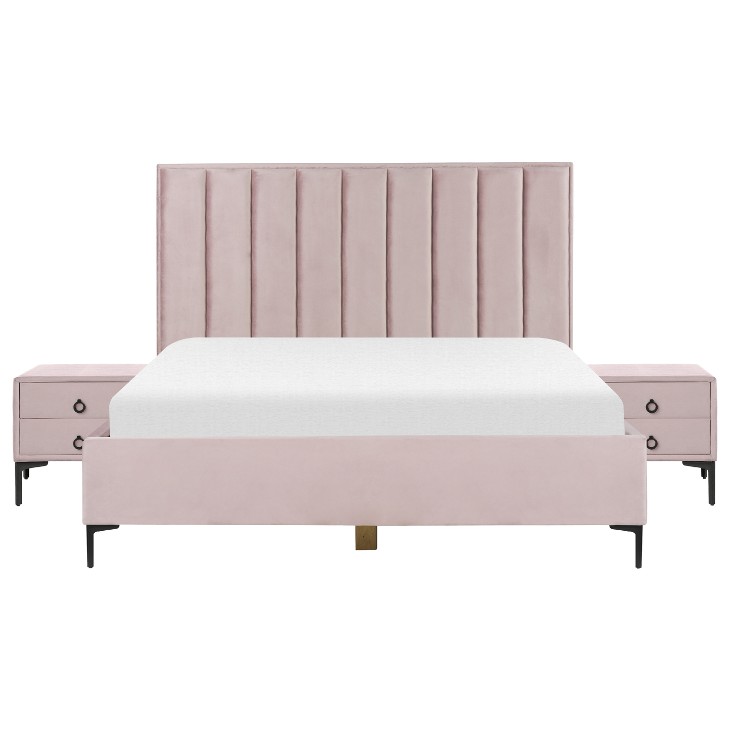 Schlafzimmer Set Samtstoff SEZANNE 180 x 200 cm Rosa