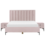 Schlafzimmer Set Samtstoff SEZANNE 180 x 200 cm Rosa