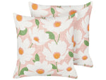 Dekokissen 2er Set JATROPHA Baumwolle 45 x 45 cm Rosa Blumenmuster