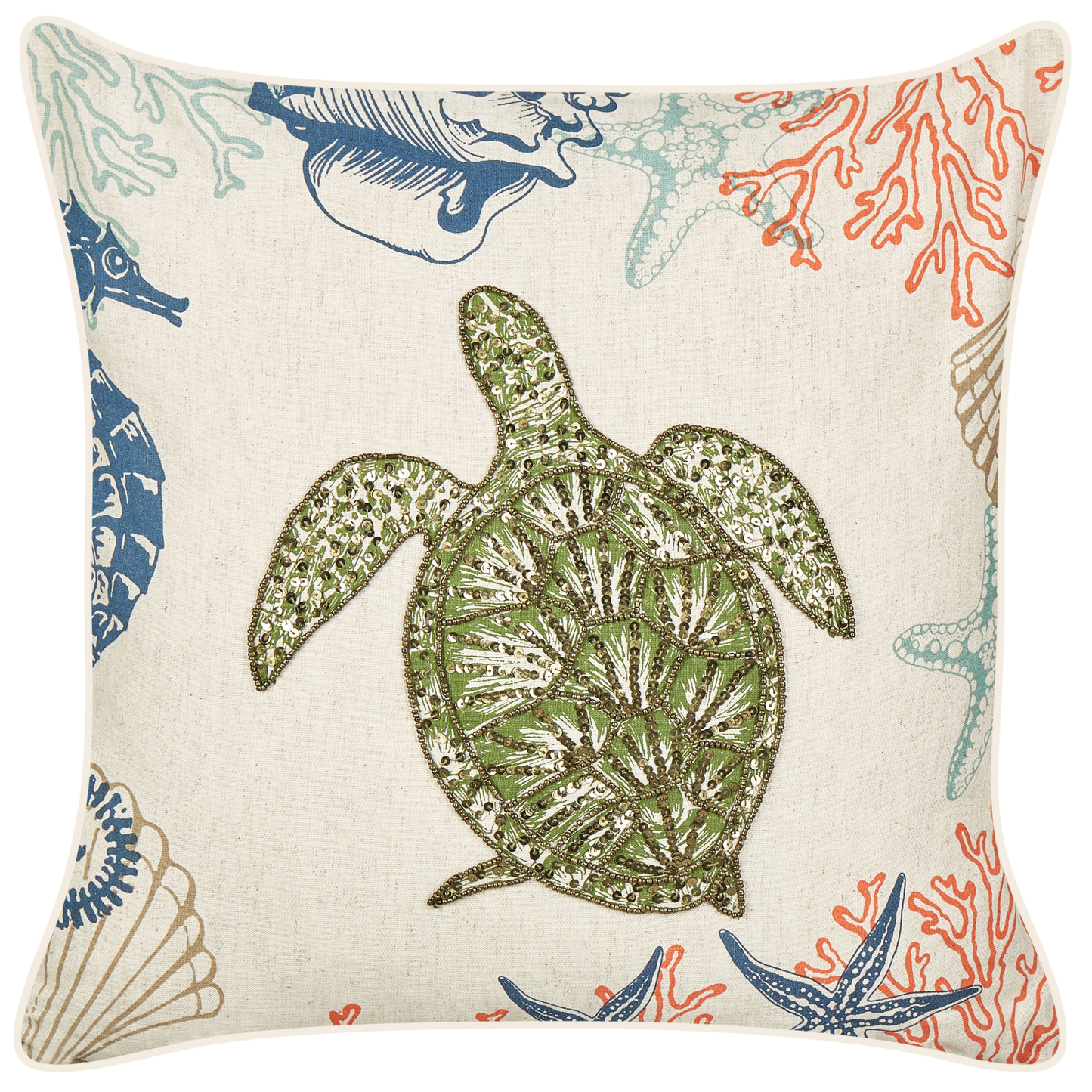 Dekokissen 2er Set ALGAE Leinen 45 x 45 cm Beige Tiermuster