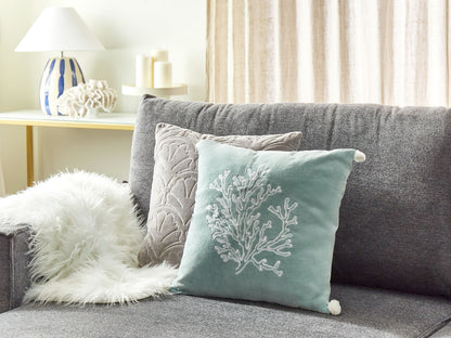 Dekokissen NORI Baumwolle 45 x 45 cm Mintgrün Pflanzenmuster