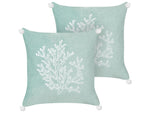 Dekokissen 2er Set NORI Baumwolle 45 x 45 cm Mintgrün Pflanzenmuster