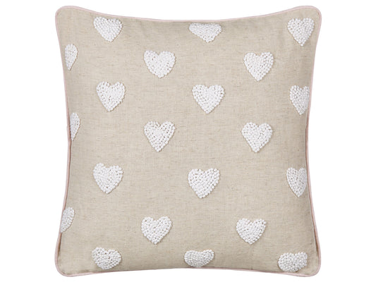 Dekokissen Herzen Baumwolle beige 45 x 45 cm GAZANIA