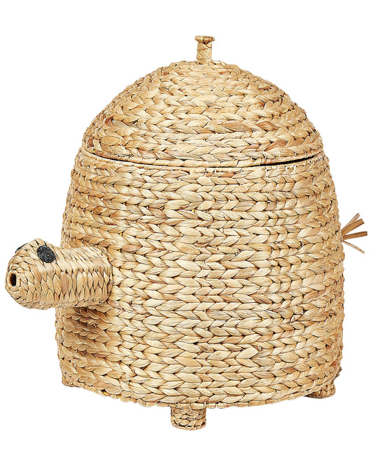 Aufbewahrungskorb mit Deckel Wasserhyazinthe naturfarben Schildkrötenform 58 cm MONTAGU