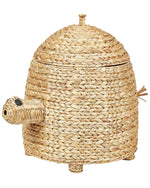 Aufbewahrungskorb mit Deckel Wasserhyazinthe naturfarben Schildkrötenform 58 cm MONTAGU