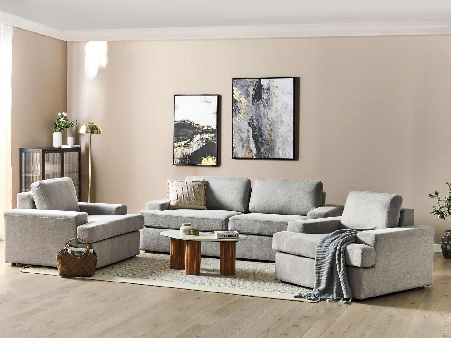 Sofa Set hellgrau 5-Sitzer ALLA
