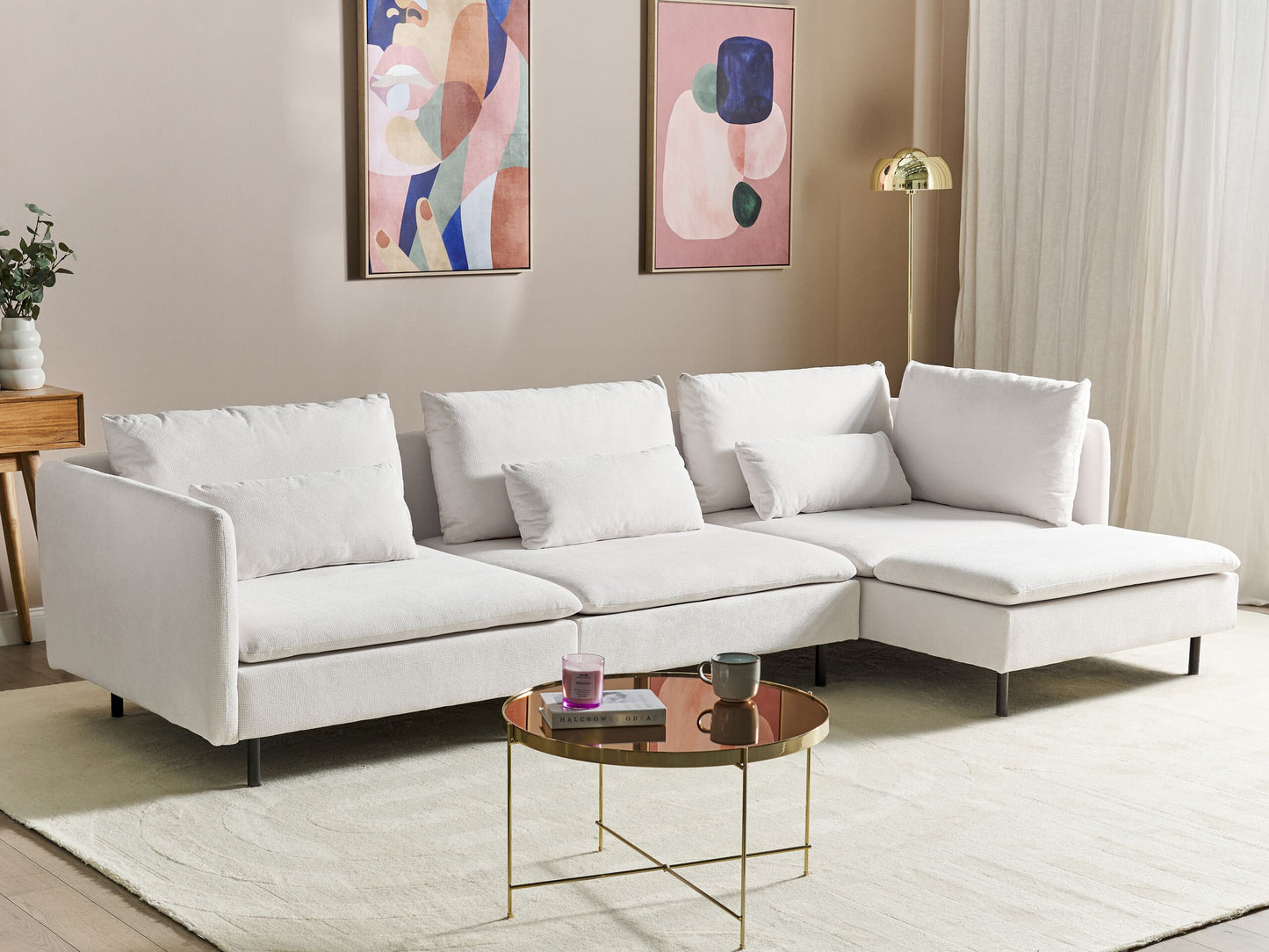 3-Sitzer Ecksofa hellbeige linksseitig EGERIS