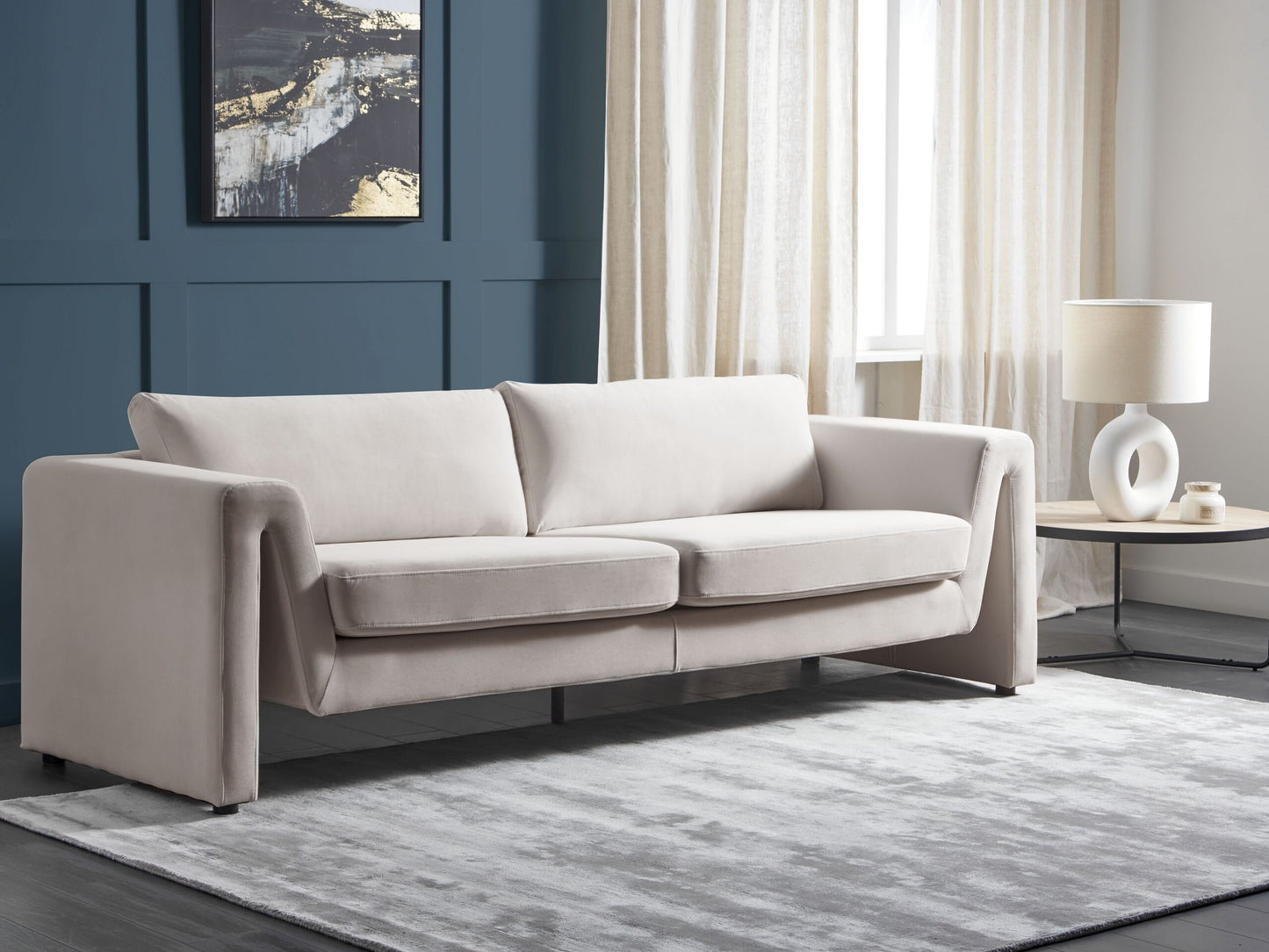 3-Sitzer Sofa Samtstoff hellbeige MAUNU