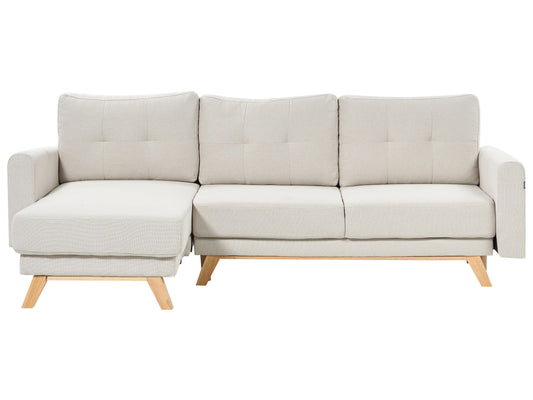 3-Sitzer Ecksofa hellbeige rechtsseitig mit Schlaffunktion Stauraum SIRO