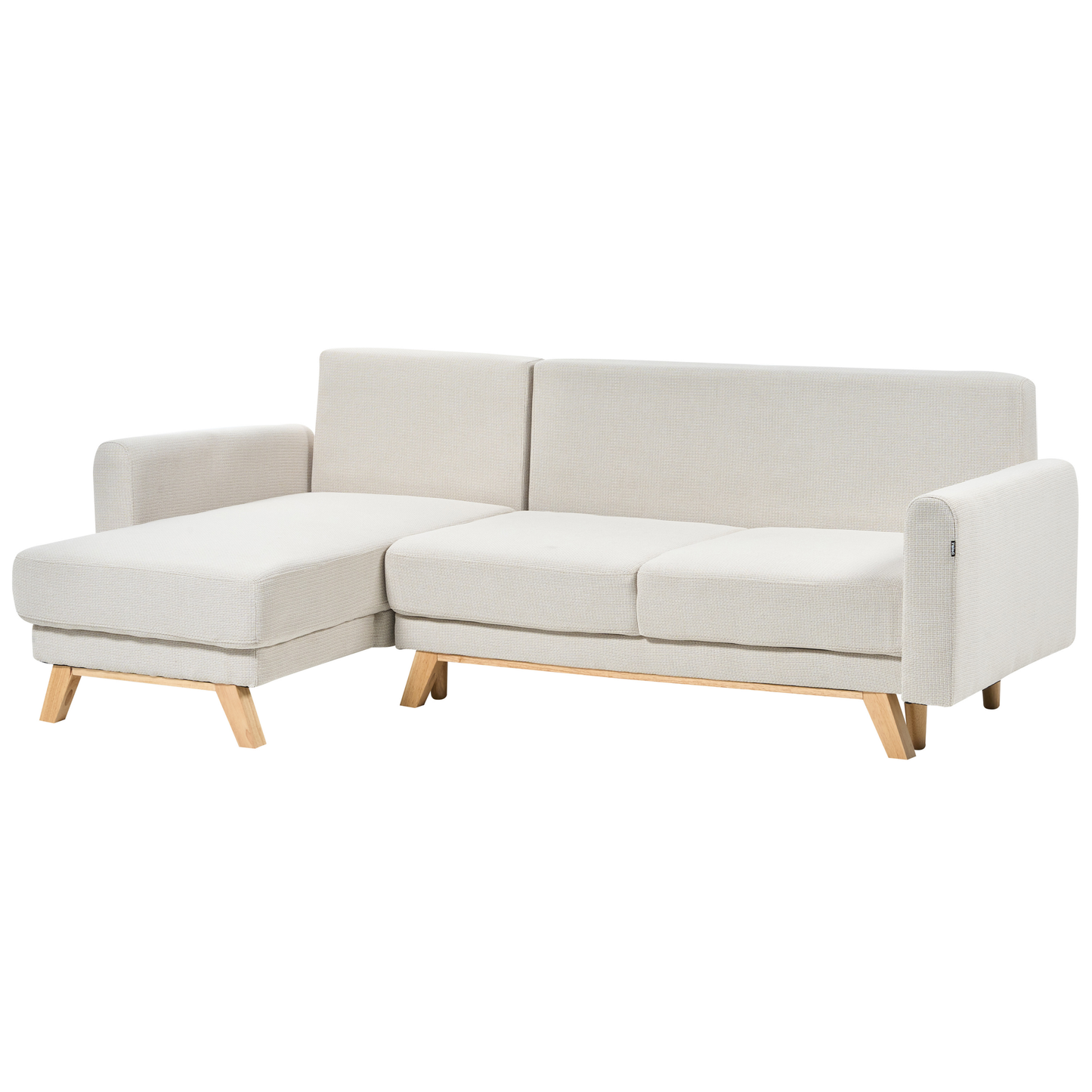 3-Sitzer Ecksofa hellbeige rechtsseitig mit Schlaffunktion Stauraum SIRO