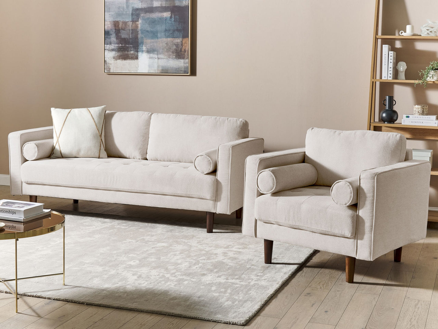 Sofa Set hellbeige 4-Sitzer NURMO