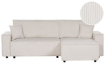 2-Sitzer Ecksofa Cord cremeweiss linksseitig mit Schlaffunktion ABACKA