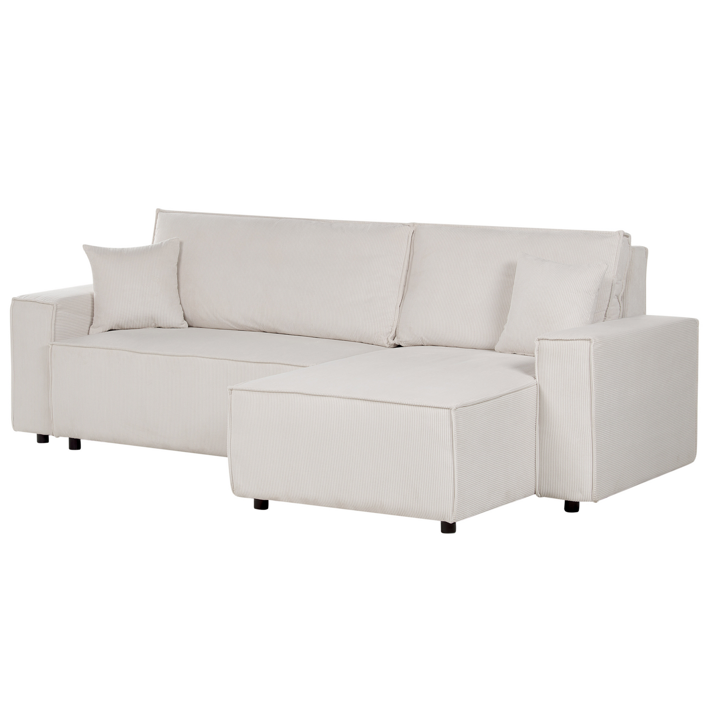 2-Sitzer Ecksofa Cord cremeweiss linksseitig mit Schlaffunktion ABACKA
