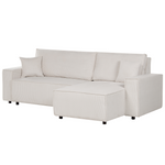 2-Sitzer Ecksofa Cord cremeweiss linksseitig mit Schlaffunktion ABACKA