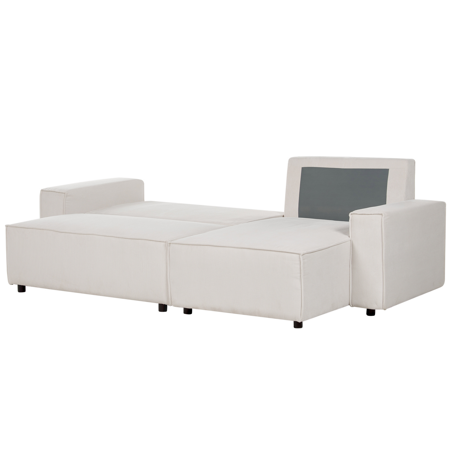 2-Sitzer Ecksofa Cord cremeweiss linksseitig mit Schlaffunktion ABACKA