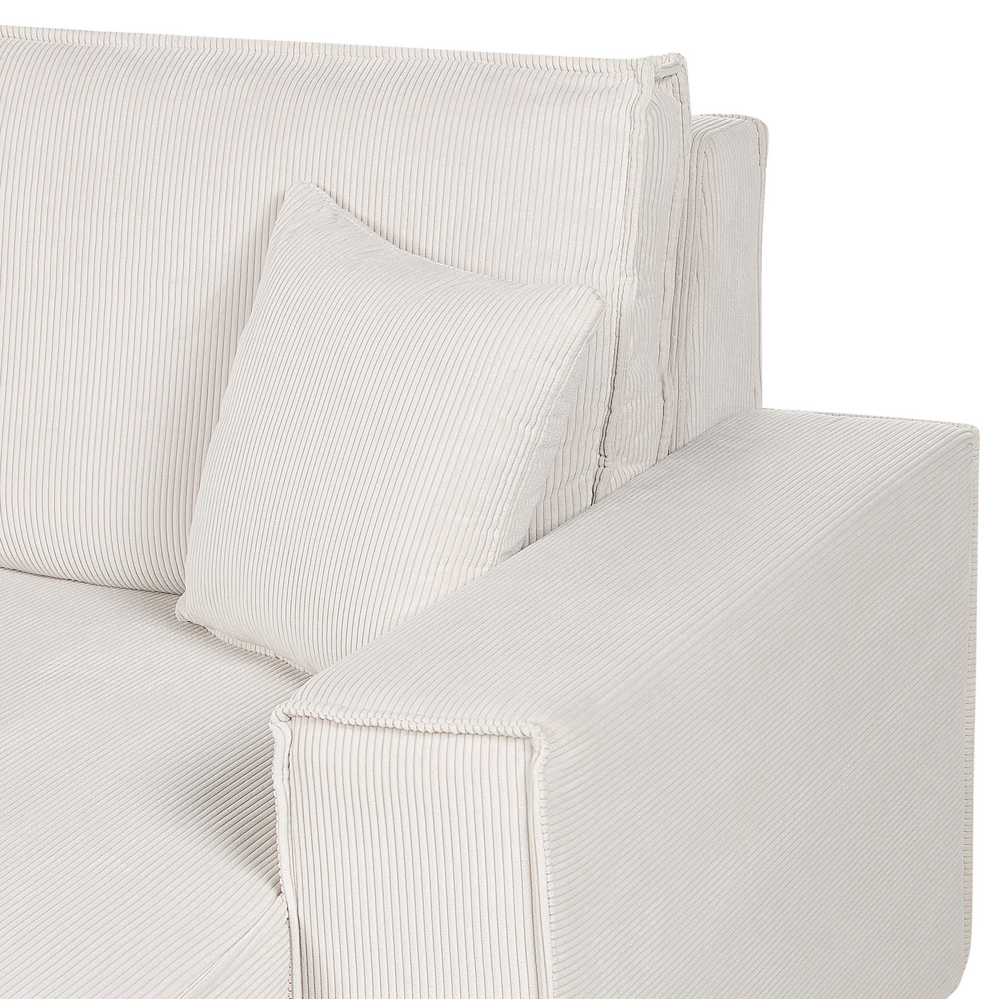2-Sitzer Ecksofa Cord cremeweiss linksseitig mit Schlaffunktion ABACKA
