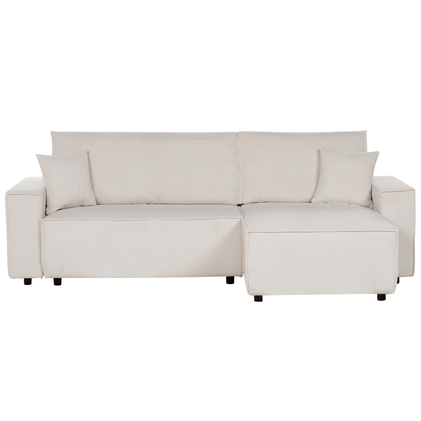 2-Sitzer Ecksofa Cord cremeweiss linksseitig mit Schlaffunktion ABACKA