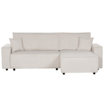 2-Sitzer Ecksofa Cord cremeweiss linksseitig mit Schlaffunktion ABACKA