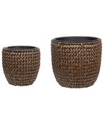 Set mit 3 Blumentöpfen BERBERIS PE Rattan 34/45 cm Dunkelbraun