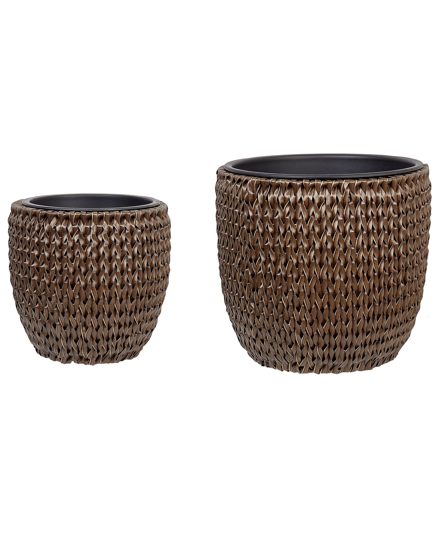 Set mit 3 Blumentöpfen BERBERIS PE Rattan 34/45 cm Dunkelbraun