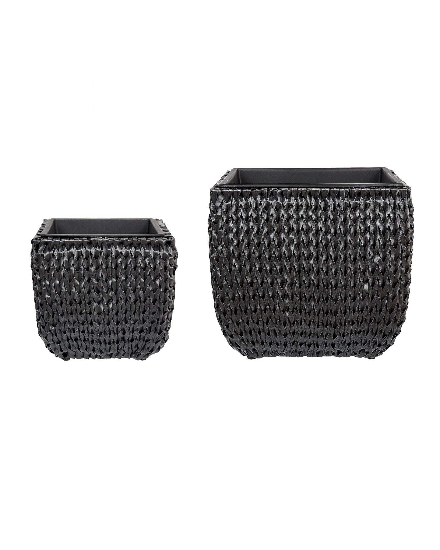Set mit 2 Blumentöpfen BERBERIS PE Rattan 34/45 cm Schwarz