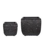 Set mit 2 Blumentöpfen BERBERIS PE Rattan 34/45 cm Schwarz