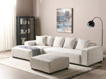 4-Sitzer Ecksofa Cord cremeweiss rechtsseitig mit Ottomane LUNGO