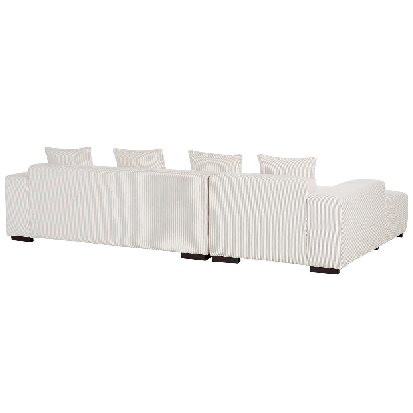 4-Sitzer Ecksofa Cord cremeweiss rechtsseitig mit Ottomane LUNGO