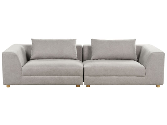 3-Sitzer Sofa hellgrau mit Kissen LERMON