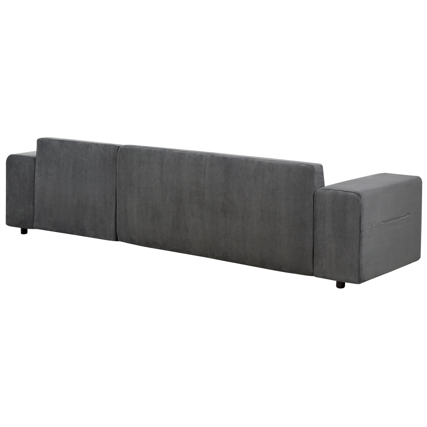 3-Sitzer Ecksofa Cord dunkelgrau linksseitig mit Schlaffunktion Stauraum LUSPA