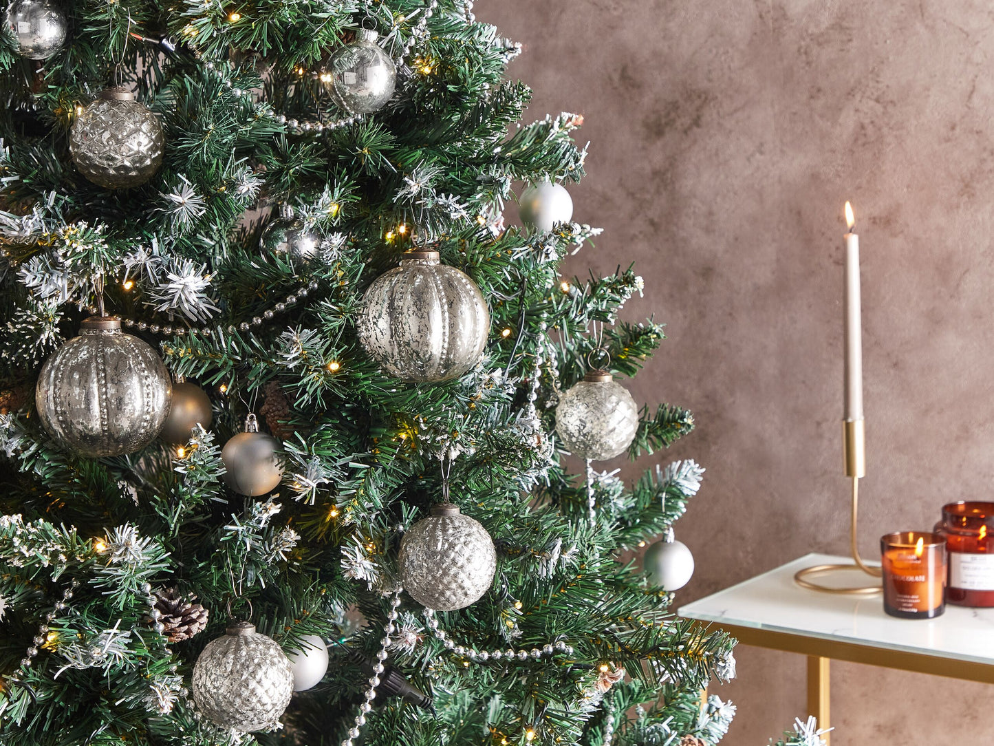 Weihnachtskugel 6er Set Glas silber Antik-Optik ARGENTIN