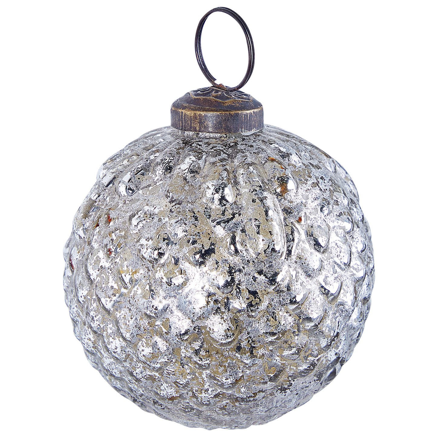 Weihnachtskugel 6er Set Glas silber Antik-Optik ARGENTIN