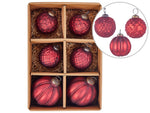 Weihnachtskugel 6er Set Glas rot Antik-Optik ARGENTIN
