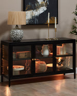 Vitrine mit Glastüren LED NEWPORT Metall 115 cm Schwarz