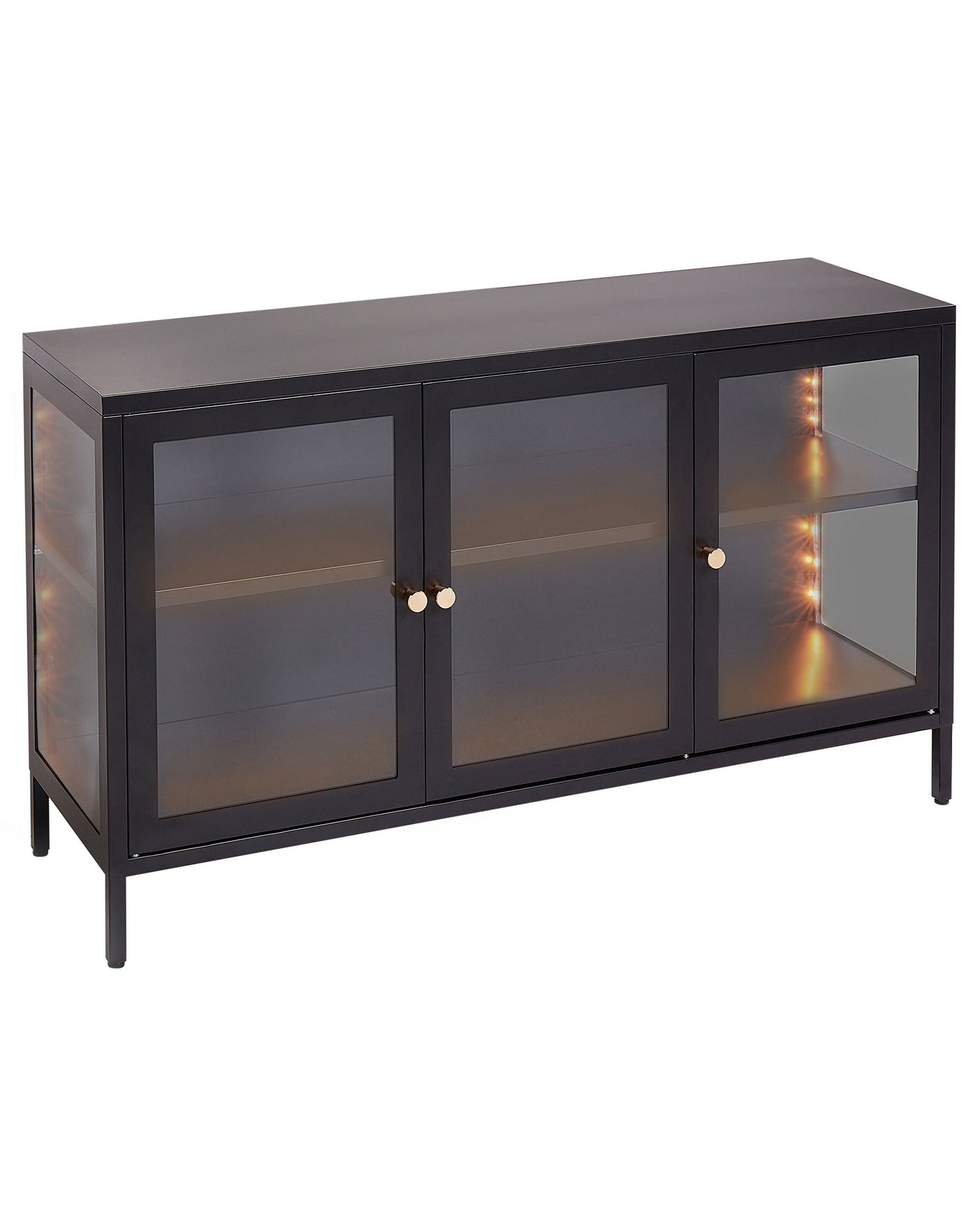 Vitrine mit Glastüren LED NEWPORT Metall 115 cm Schwarz
