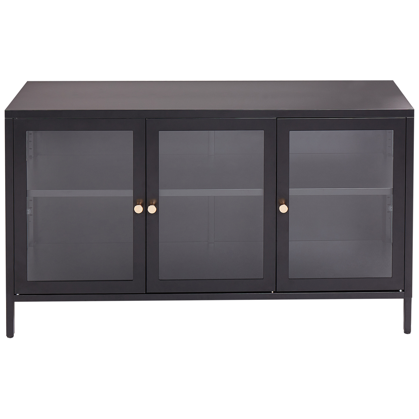 Vitrine mit Glastüren LED NEWPORT Metall 115 cm Schwarz