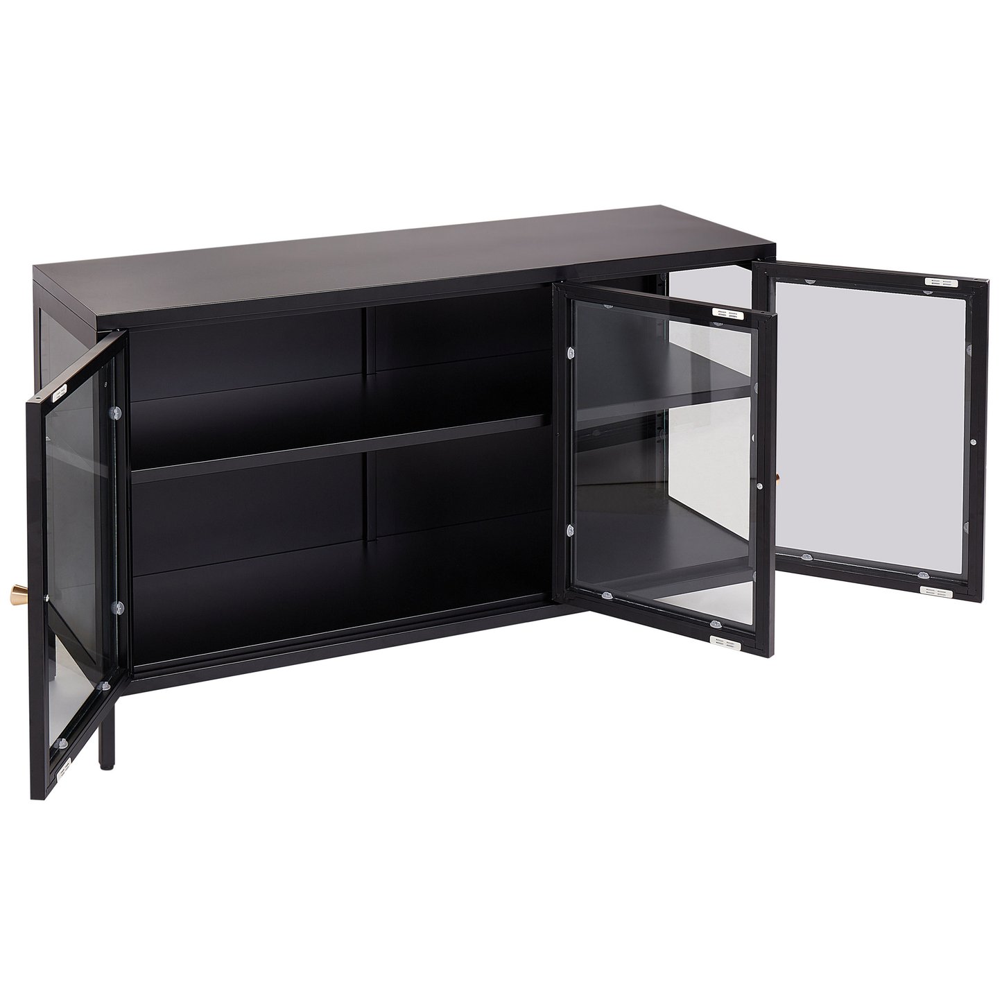 Vitrine mit Glastüren LED NEWPORT Metall 115 cm Schwarz