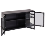 Vitrine mit Glastüren LED NEWPORT Metall 115 cm Schwarz
