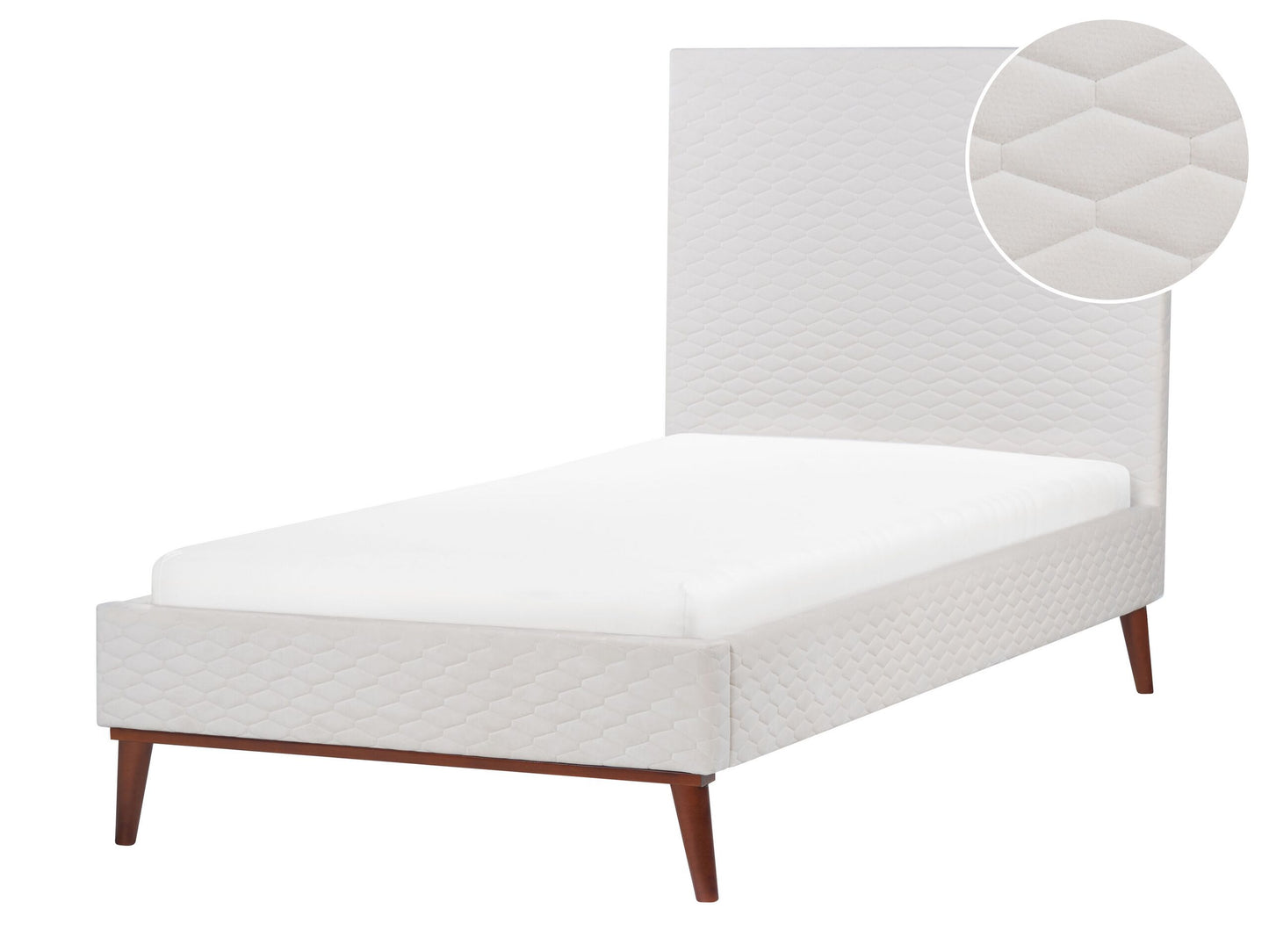 Bett mit Lattenrost Samtstoff BAYONNE 90 x 200 cm Cremeweiss