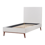 Bett mit Lattenrost Samtstoff BAYONNE 90 x 200 cm Cremeweiss