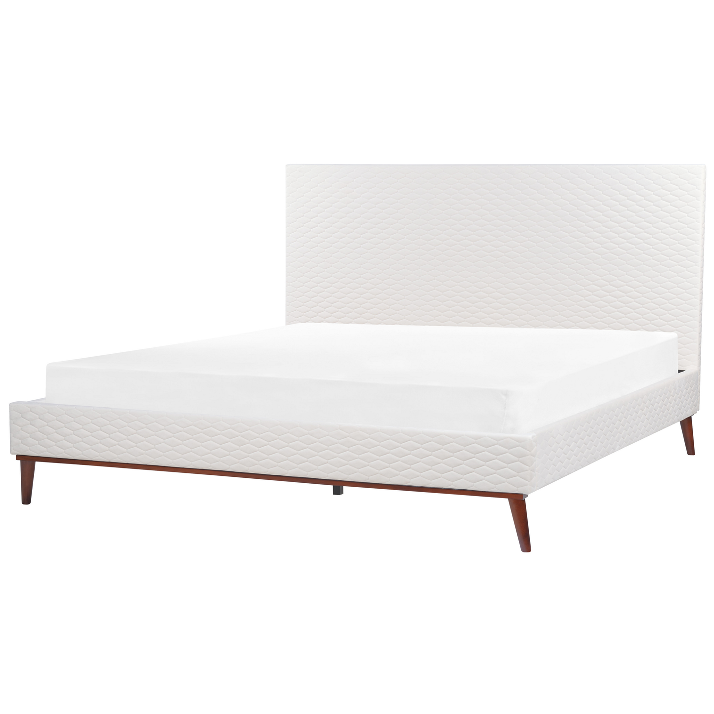 Bett mit Lattenrost Samtstoff BAYONNE 180 x 200 cm Cremeweiss