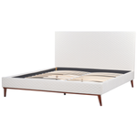 Bett mit Lattenrost Samtstoff BAYONNE 180 x 200 cm Cremeweiss
